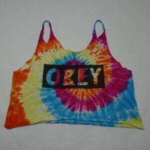 Obey Size XS Tye Dye Print Scoop Neck Loose Fit Raw Edge Tank Top
